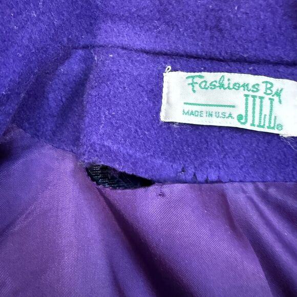 Fashions by Jill Vtg 80s Purple Double breasted 100% Wool Coat Lined Small USA - Picture 14 of 14